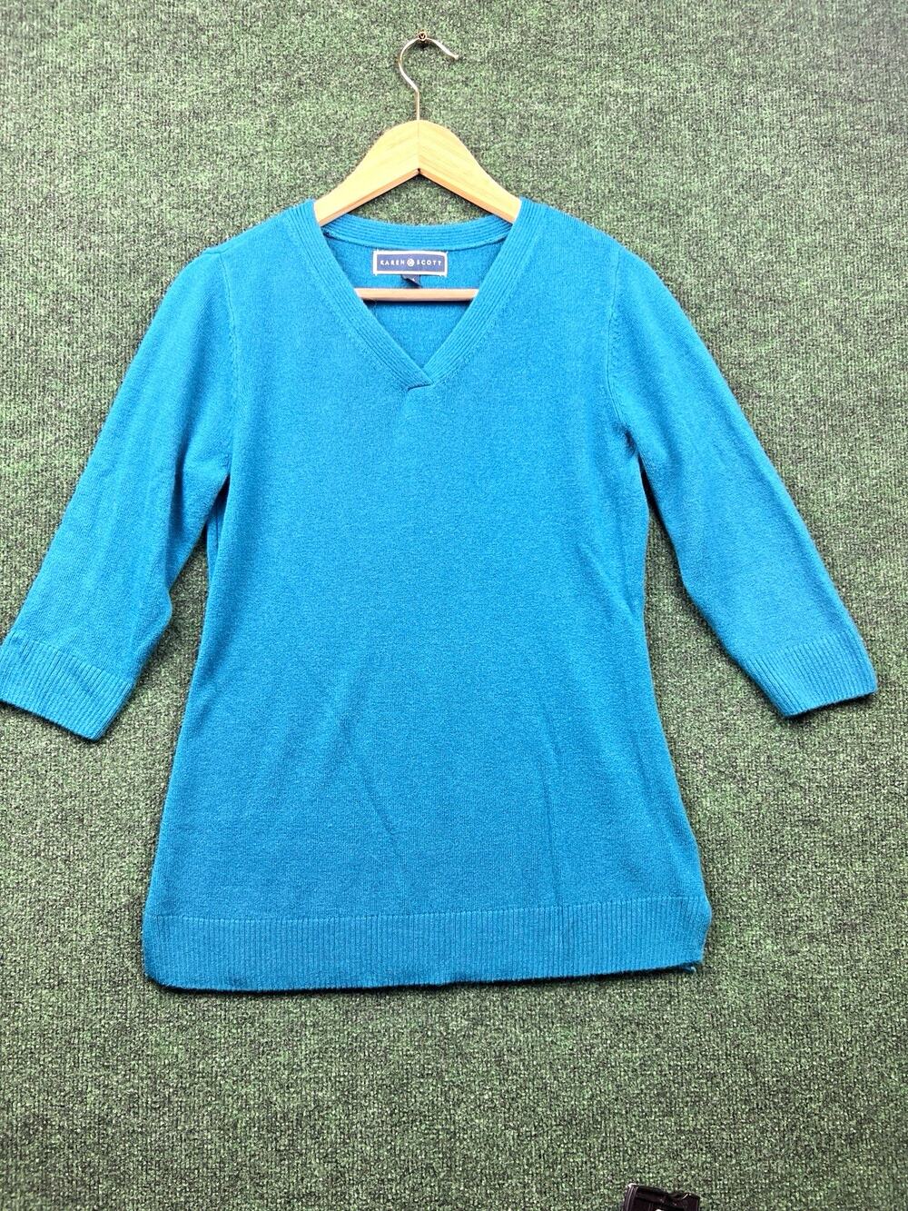 Karen Scott Petites Medium 3/4 Sleeve Pullover